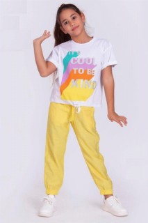 Outwear - Girl Boy Cool To Be Colorful Printed Yellow Bottom Top Set 100327491 - Turkey