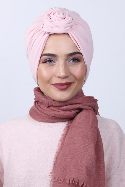 Woman Bonnet & Turban - Two Way Rose Knot Bone Salmon 100284863 - Turkey