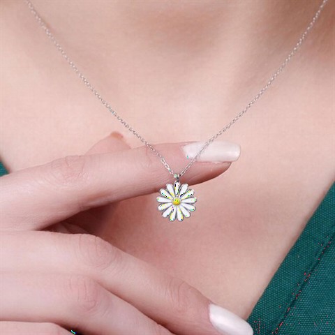 Daisy Model Enamel Silver Necklace 100346945