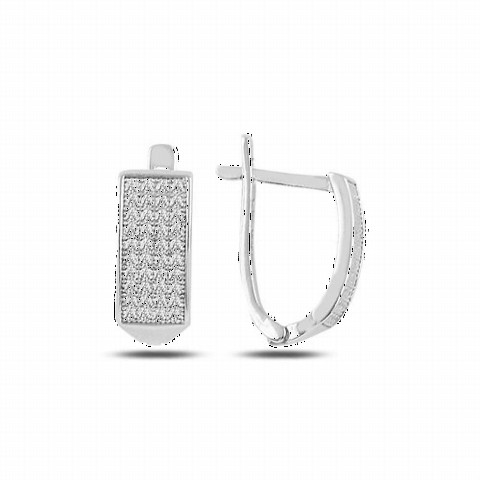 Jewelry & Watches - Four Rows of Stone Silver Women's Earrings 100347567 - Turkey