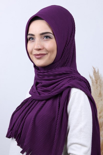 Pleated Hijab Shawl Purple 100282911