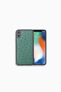 iPhone Case - جراب هاتف ايفونX / XS من جلد النعام الأخضر 100345984 - Turkey