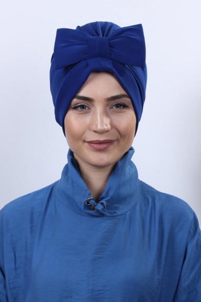 Woman Bonnet & Turban - Sax Bonnet Double Face avec Nœud - Turkey
