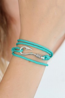 Woman - Turquoise Color Silver Metal Hook Women's Multiple Bracelet 100318729 - Turkey