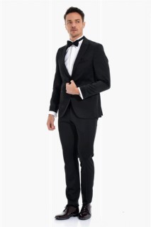Men Clothing - Men's Black Lyon Slimfit Jacquard Tuxedo 100351142 - Turkey