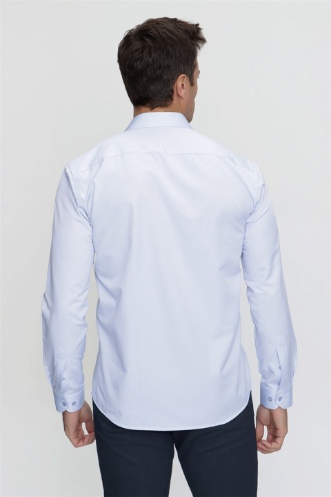 Men's Ice Blue Jacquard Slim Fit Shirt 100351013