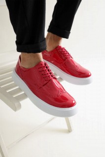Shoes - حذاء جلد لامع للرجال أحمر 100342118 - Turkey
