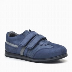 Boy Shoes - Cuir véritable Velcro Navy Chaussures pour hommes École de sport pour enfants 100278786 - Turkey