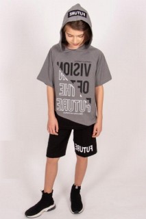 Boys Mystery Lettering Gray Shorts Suit 100326789