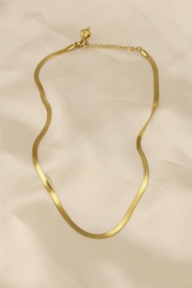 Necklaces - Steel Gold Color 45 cm Italian Chain Model Women Necklace 100319331 - Turkey