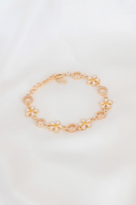 Bracelet - Daisy Figure Ring Detail Gold Color Women's Bracelet 100327680 - Turkey