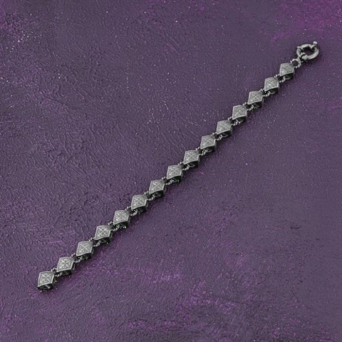Baklava Model Motif Silver Chain Bracelet 100349889