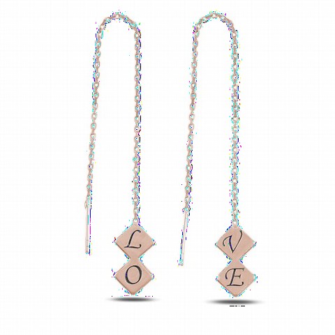 jewelry - Love Dangle Women's Sterling Silver Earrings Rose 100346673 - Turkey