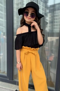 Girl's Waist Frilly and Hat Mustard Bottom Top Set 100327979
