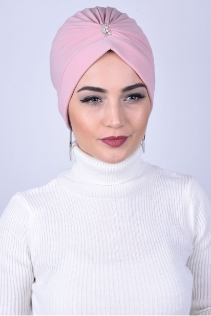 Woman Bonnet & Turban - مسحوق مرصع بالجواهر من الوسط باللون الوردي - Turkey