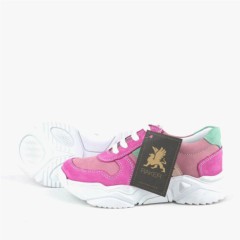 Genuine Leather Fuschia Pink Girls Sneakers 100278871