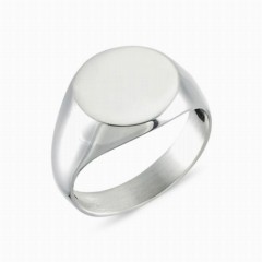 Small Round Flat Plate Silver Ring 100348241