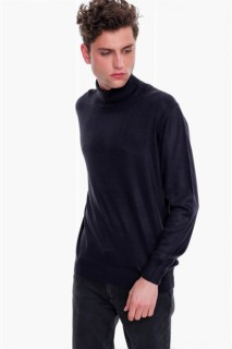 Men's Navy Blue Basic Dynamic Fit Turtleneck Knitwear Sweater 100345092