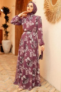 Daily Dress - فستان حجاب بلون وردي داكن 100332809 - Turkey