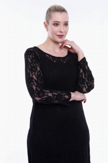 Large Size Lycra Lace Black Evening Dress Black 100275956
