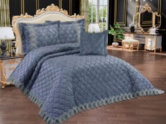 Dowry Bed Sets - Benna Quilted Double Bed Linen Anthracite 100330338 - Turkey
