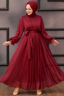 Daily Dress - Claret Red Hijab Dress 100337868 - Turkey
