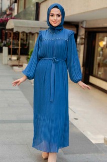 Daily Dress - İndigo Blue Hijab Dress 100341675 - Turkey