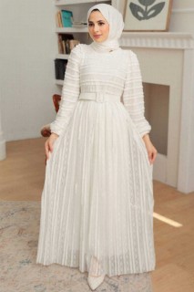 Woman Clothing - White Hijab Dress 100341471 - Turkey
