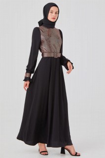 Daily Dress - Women's Sleeves Frill Detailed Sequin Evening Dress 100342700 - Turkey