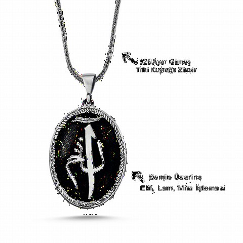 Elif Lam Mim Motif Sterling Silver Necklace 100348253