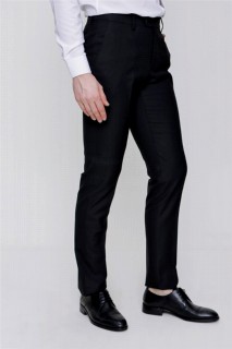 Men Black Basic Straight Slim Fit Slim Fit Trousers 100351297