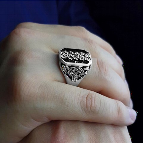 Rope Patterned Silver Ring 100350214