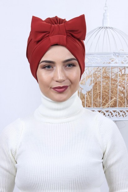 Woman Bonnet & Hijab - Double-Sided Bonnet Tile with Bow 100285287 - Turkey