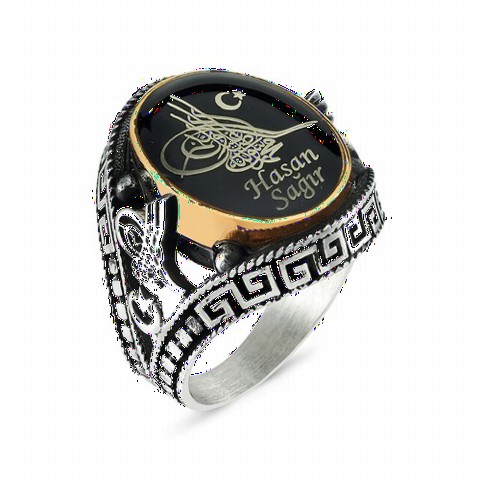 Ring with Name - Ottoman Tugra Personalized Silver Men's Ring 100348196 - Turkey