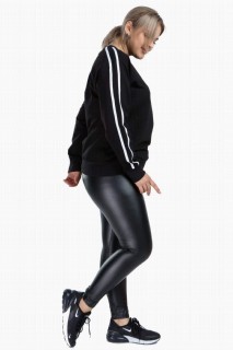 Angelino Plus Size Black Sports Wear Striped Sweat Top 100276640