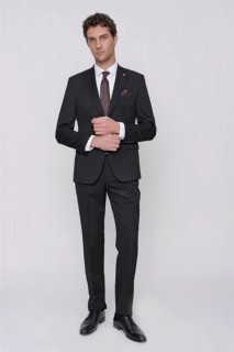 Suit - بدلة رجالية سوداء مستقيمة بقصة ديناميكية كاجوال بقصة 6 منسدلة 100350796 - Turkey
