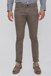 pants - Men Beige Soldier Cotton 5 Pocket Slim Fit Slim Fit Jeans 100350971 - Turkey
