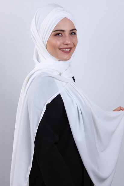 4 Draped Hijab Shawl White 100285076
