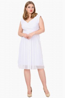 Plus Size - Plus Size Polka Dot Tulle Mini Evening Dress 100276071 - Turkey