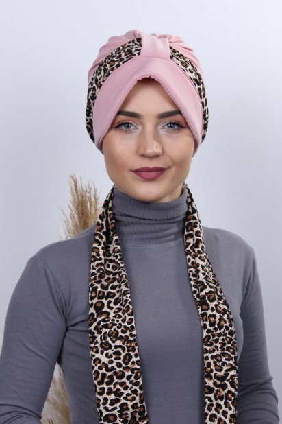 Woman Bonnet & Turban - وشاح قبعة بونيه مسحوق وردي - Turkey