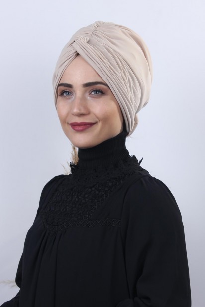 Woman Bonnet & Turban - Bidirectional Rose Knot Bone Beige 100284874 - Turkey