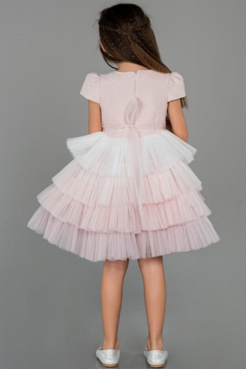 Evening Dress Short Sleeve Kids Evening Dress with Layered Bag Accessories 100297687