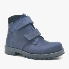 Boots - Sentor Navy Blue Furred Genuine Leather Velcro Children's Boots 100278654 - Turkey