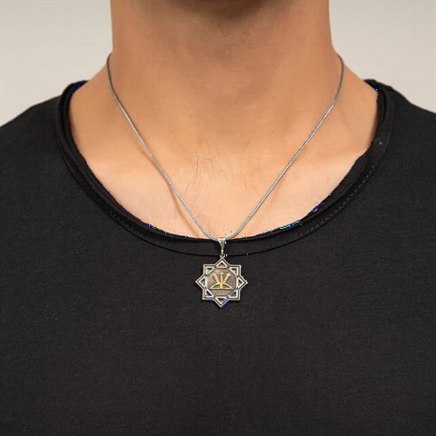 Necklace - Oguz Khan Seal Embroidered Silver Necklace 100349494 - Turkey