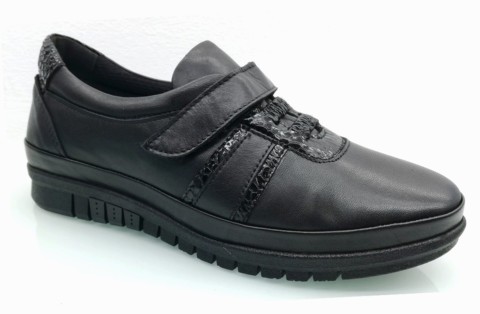 Sneakers & Sports - COMFOREVO SHOES - BLACK HRS - WOMEN'S SHOES,Leather Shoes 100325239 - Turkey
