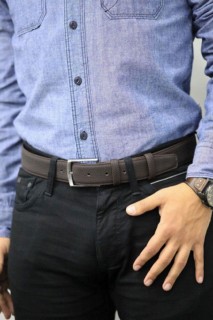 Belt - Guard Matte Leather Men's Belt 4 Cm - Brown 100345667 - Turkey