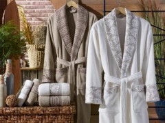 Set Robe - Ensemble de peignoir Diana en coton marron crème 100344776 - Turkey