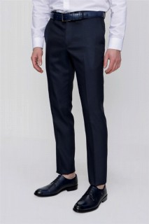 Men's Navy Blue Jacquard Slim Fit Slim Fit Trousers 100350737