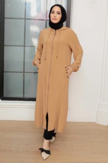 Coat - Biscuit Hijab Coat 100341211 - Turkey