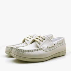Feniks Cream Lace up Young's Daily Shoes 100278687